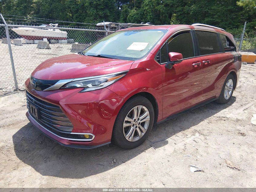 2021 Toyota Sienna VIN 5TDESKFC0MS015579 IAAI salvage auction — EXTERIOR BURN, Salvage Title, sold $9,950 on 2026-10-06 (photo 2)