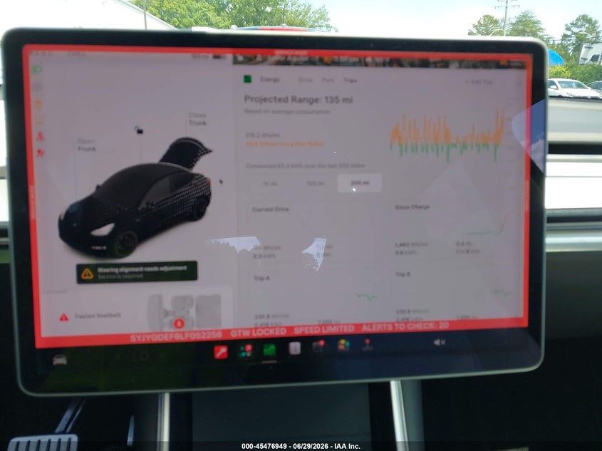 2020 Tesla Model y VIN 5YJYGDEF6LF052256 IAAI salvage auction — FRONT END, Salvage (North Carolina), sold $11,200 on 2026-08-03 (photo 7)