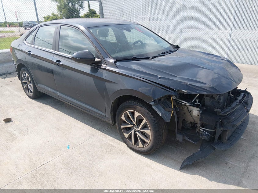 2023 Volkswagen Jetta VIN 3VW5M7BU6PM022043 IAAI salvage auction — FRONT & REAR, Original (Texas), sold $2,700 on 2026-07-31 (photo 1)