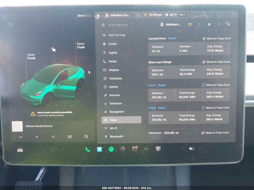 2024 Tesla Model y VIN 7SAYGDEE0RA214902 IAAI salvage auction — RIGHT FRONT, Wait Title, sold $8,050 on 2026-09-10 (photo 7)