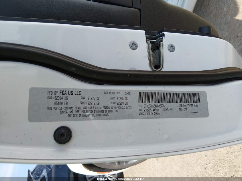 2019 Chrysler 300 VIN 2C3CCAAG5KH602076 IAAI salvage auction — LEFT REAR, Original (Texas), sold $4,500 on 2026-07-30 (photo 9)