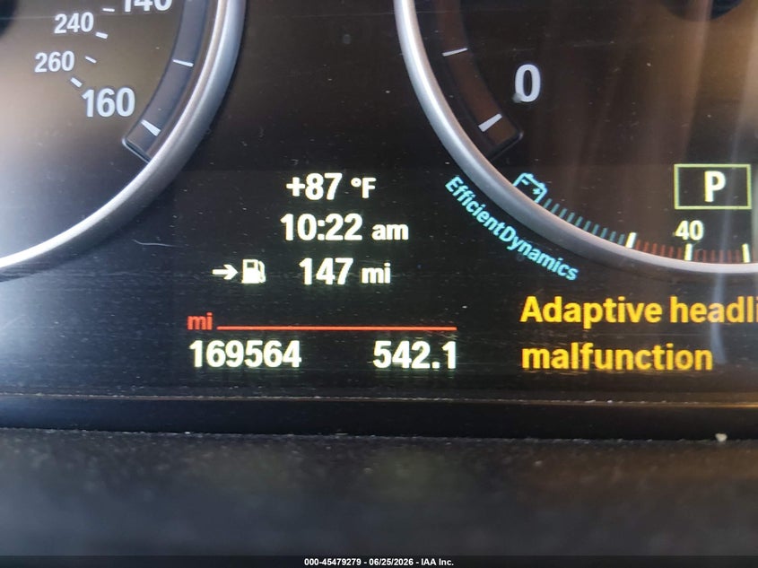 2014 BMW 5er VIN WBA5A5C51ED504108 IAAI salvage auction — NORMAL WEAR, Clear (Florida), sold $750 on 2026-07-14 (photo 7)