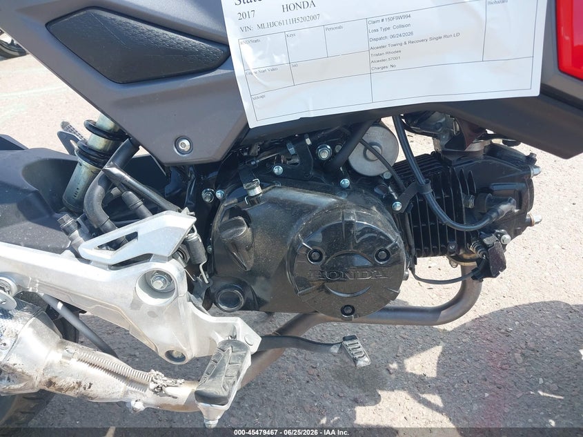 2017 Honda Grom VIN MLHJC6111H5202007 IAAI salvage auction — SIDE, Salvage (Iowa), sold $250 on 2026-07-21 (photo 8)