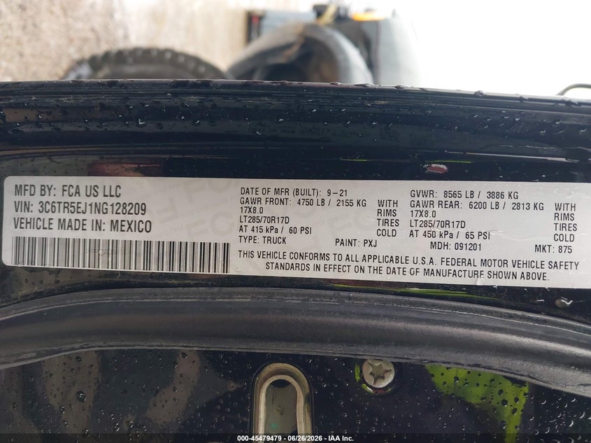 2022 Ram 2500 VIN 3C6TR5EJ1NG128209 IAAI salvage auction — FRONT END, Salvage (Montana), sold $25 on 2026-08-02 (photo 9)