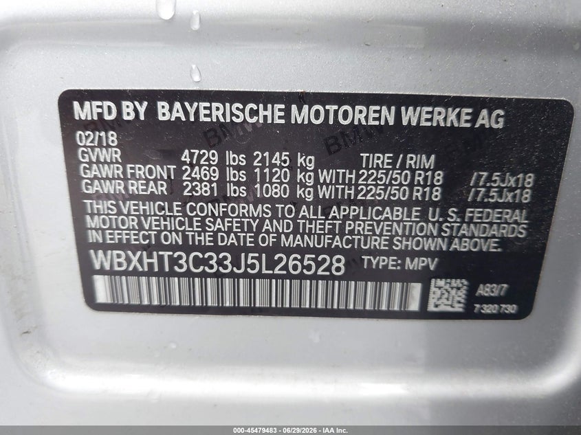 2018 BMW X1 VIN WBXHT3C33J5L26528 IAAI salvage auction — SIDE, Salvage (North Carolina), sold $4,600 on 2026-07-16 (photo 9)