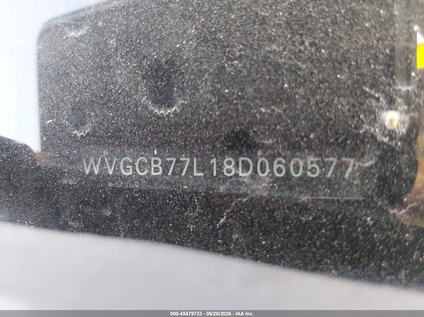 2008 Volkswagen Touareg VIN WVGCB77L18D060577 IAAI salvage auction — UNKNOWN, Original (Texas), sold $525 on 2026-07-13 (photo 9)