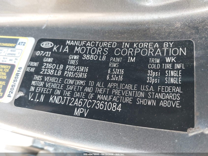 2012 Kia Soul VIN KNDJT2A67C7361084 IAAI salvage auction — NORMAL WEAR, Clear (New York), sold $700 on 2026-07-21 (photo 9)