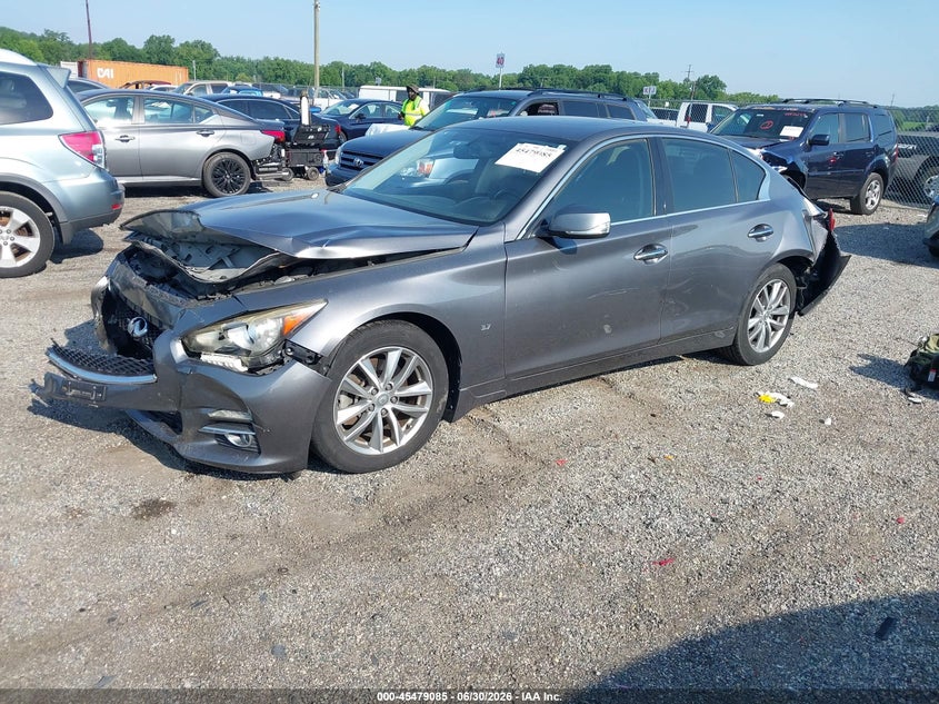 2014 Infiniti Q50 VIN JN1BV7AR7EM693944 IAAI salvage auction — REAR END, Salvage Title, sold $225 on 2026-07-20 (photo 2)