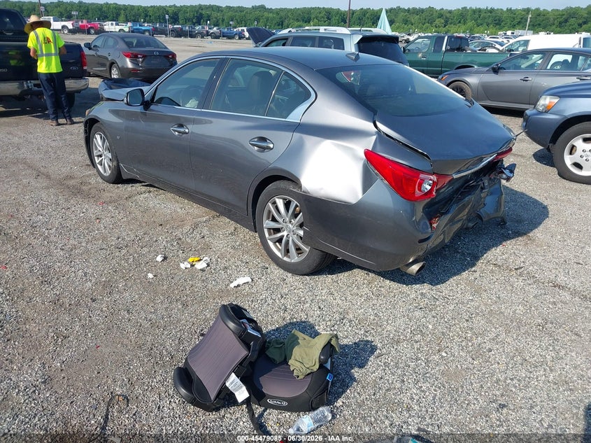 2014 Infiniti Q50 VIN JN1BV7AR7EM693944 IAAI salvage auction — REAR END, Salvage Title, sold $225 on 2026-07-20 (photo 3)
