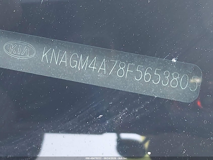 2015 Kia Optima VIN KNAGM4A78F5653805 IAAI salvage auction — NORMAL WEAR, Salvage Title (California), sold $1,200 on 2026-07-13 (photo 9)