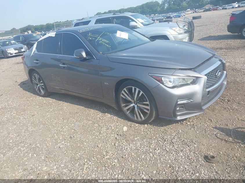 2018 Infiniti Q50 VIN JN1EV7AR0JM445025 IAAI salvage auction — WATER/FLOOD, Salvage Title, sold $25 on 2026-07-21 (photo 1)