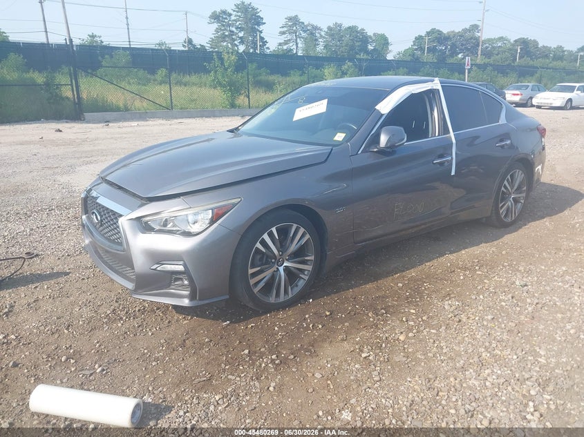 2018 Infiniti Q50 VIN JN1EV7AR0JM445025 IAAI salvage auction — WATER/FLOOD, Salvage Title, sold $25 on 2026-07-21 (photo 2)