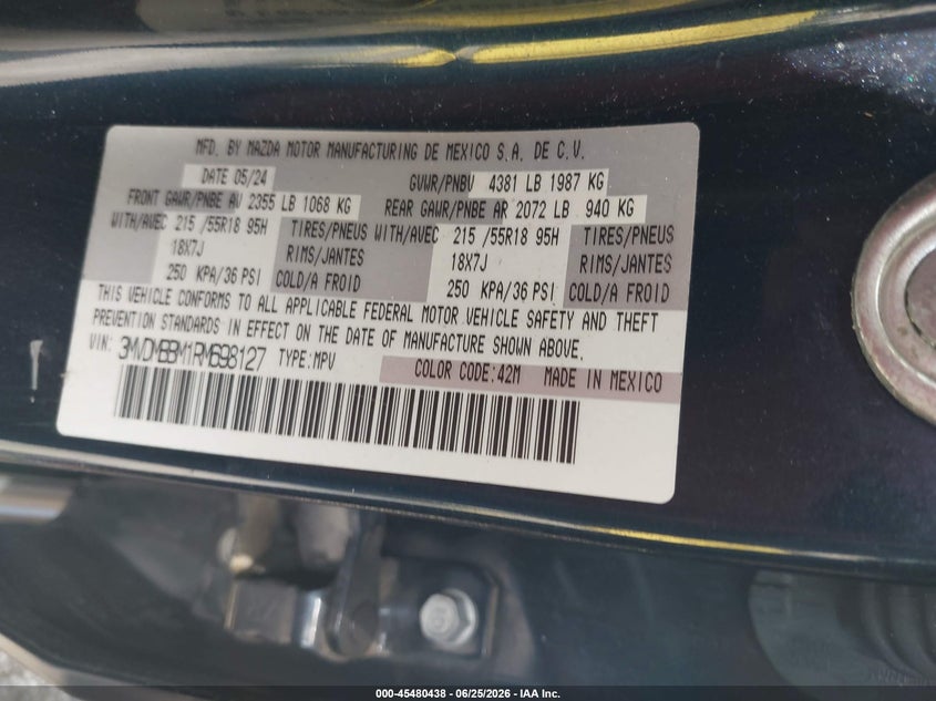2024 Mazda Cx-30 VIN 3MVDMBBM1RM698127 IAAI salvage auction — LEFT SIDE, Enterprise Vehicles Clear Only (Texas), sold $12,200 on 2026-07-16 (photo 9)