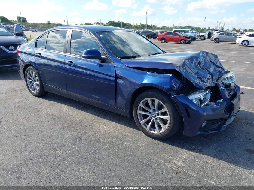 2018 BMW 3er VIN WBA8E1G55JNU91159 IAAI salvage auction — FRONT END, Rebuildable (Florida), sold $1,125 on 2026-07-30 (photo 1)