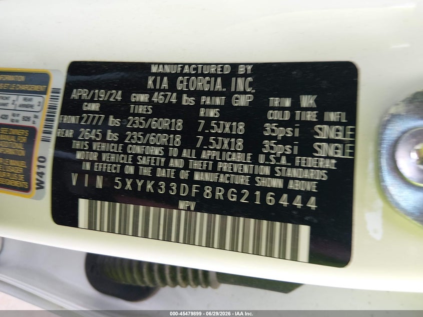 2024 Kia Sportage VIN 5XYK33DF8RG216444 IAAI salvage auction — LEFT SIDE, Salvage Title, sold $7,200 on 2026-08-01 (photo 9)