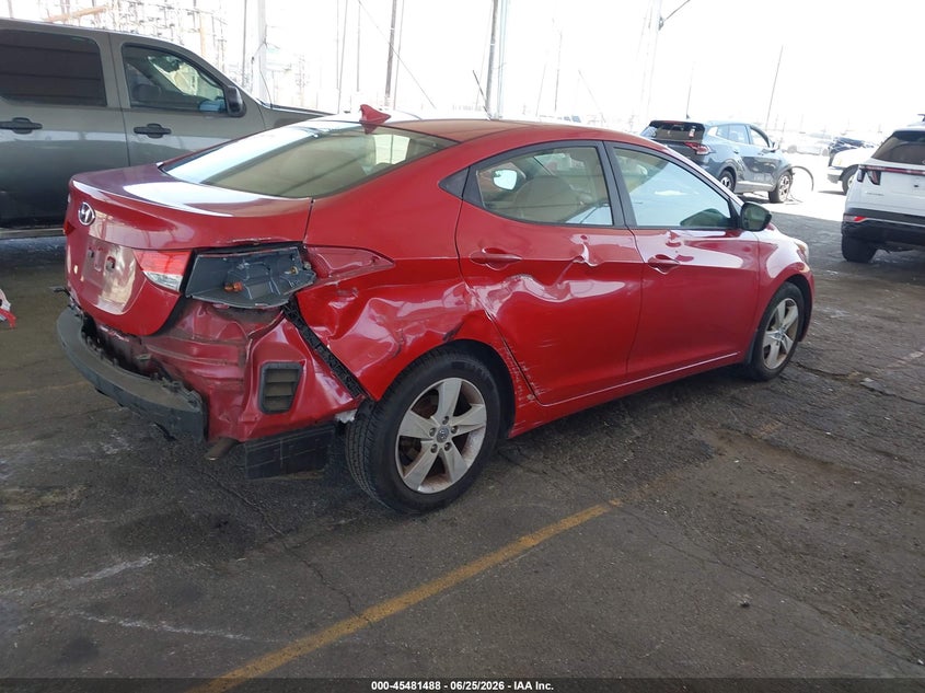 2013 Hyundai Elantra VIN KMHDH4AEXDU945253 IAAI salvage auction — REAR END, Salvage (California), sold $900 on 2026-07-28 (photo 4)