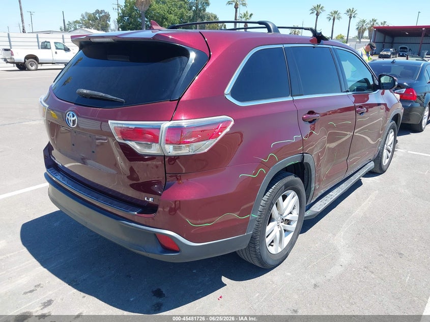 2015 Toyota Highlander VIN 5TDZARFH2FS016079 IAAI salvage auction — SIDE, Salvage Title, sold $4,200 on 2026-07-21 (photo 4)