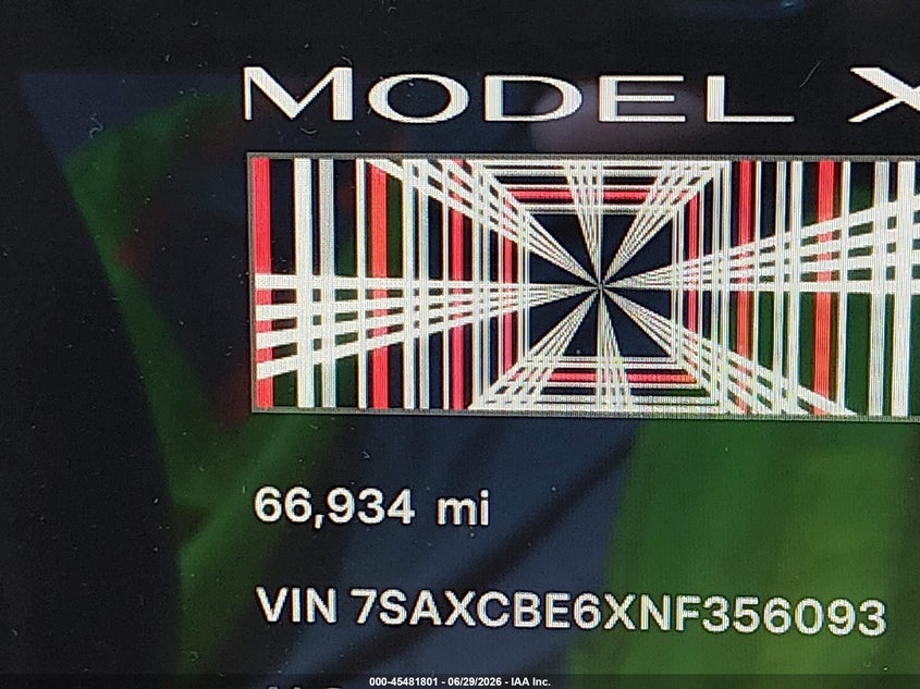 2022 Tesla Model x VIN 7SAXCBE6XNF356093 IAAI salvage auction — REAR END, Salvage (New Jersey), sold $29,950 on 2026-08-23 (photo 7)