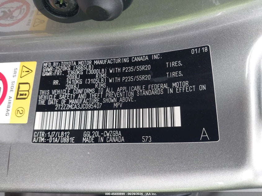 2018 Lexus Rx VIN 2T2ZZMCA3JC095407 IAAI salvage auction — FRONT END, Salvage Title, sold $9,600 on 2026-07-24 (photo 9)