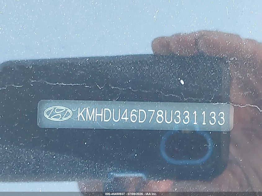 2008 Hyundai Elantra VIN KMHDU46D78U331133 IAAI salvage auction — RIGHT FRONT, Salvage (California), sold $1,100 on 2026-07-14 (photo 9)