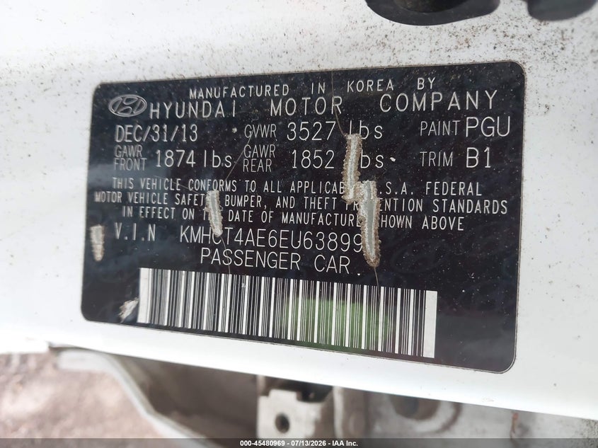 2014 Hyundai Accent VIN KMHCT4AE6EU638996 IAAI salvage auction — RIGHT FRONT, Nrc Lienholder Repossession Paperwork (Alabama), sold $250 on 2026-07-15 (photo 9)