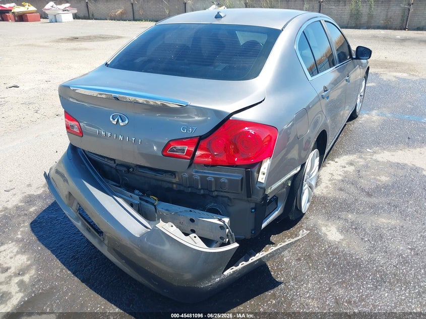 2013 Infiniti G VIN JN1CV6AP2DM719670 IAAI salvage auction — LEFT REAR, Salvage (California), sold $2,475 on 2026-07-15 (photo 4)