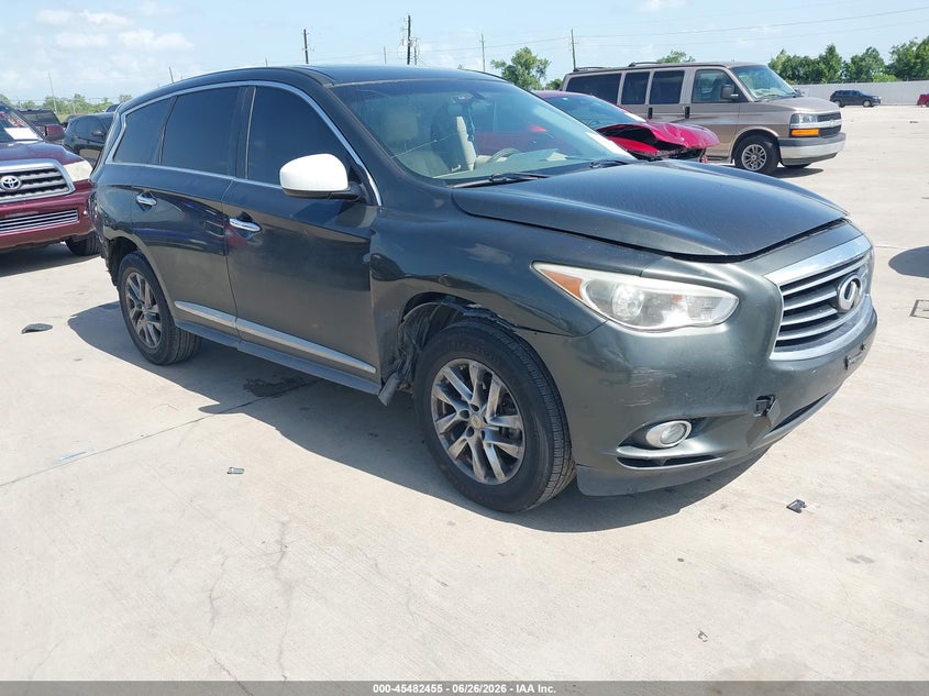 2013 Infiniti Jx VIN 5N1AL0MN5DC345736 IAAI salvage auction — REAR END, Salvage (Texas), sold $550 on 2026-07-10 (photo 1)