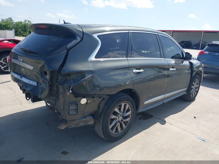 2013 Infiniti Jx VIN 5N1AL0MN5DC345736 IAAI salvage auction — REAR END, Salvage (Texas), sold $550 on 2026-07-10 (photo 4)