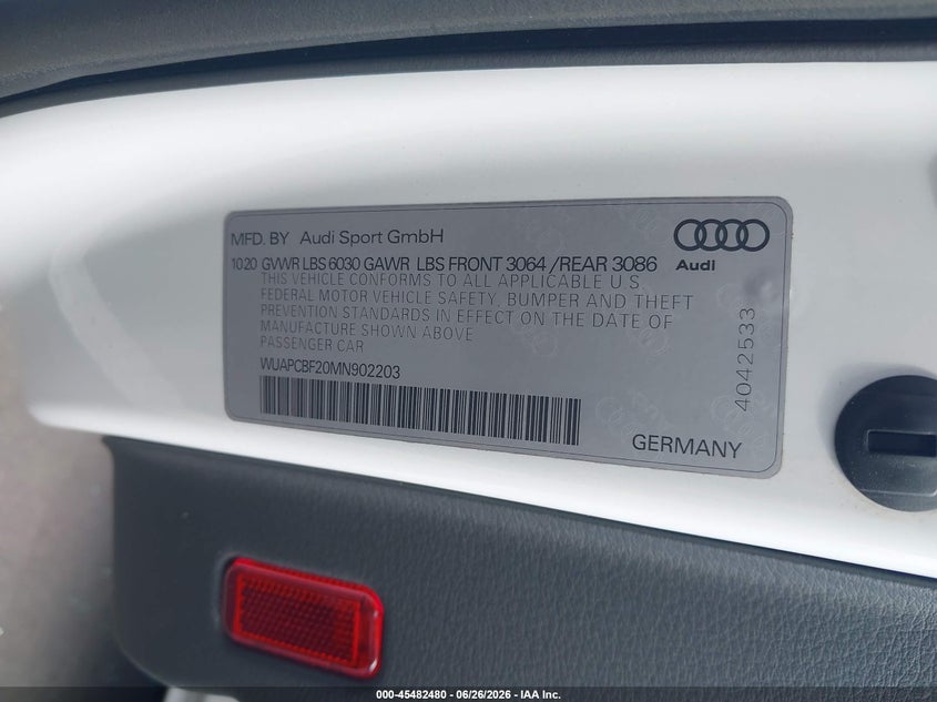 2021 Audi Rs7 VIN WUAPCBF20MN902203 IAAI salvage auction — FRONT END, Salvage (Idaho), sold $35,700 on 2026-08-10 (photo 9)