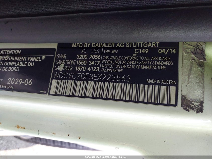 2014 Mercedes-benz G-class VIN WDCYC7DF3EX223563 IAAI salvage auction — ALL OVER, Clear (New York), sold $27,400 on 2026-07-06 (photo 9)