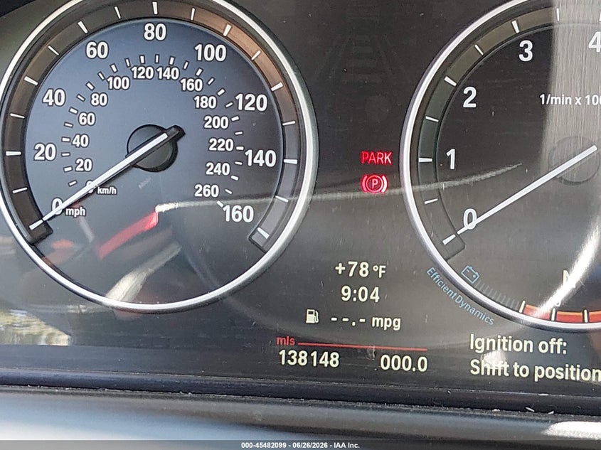 2012 BMW 5er VIN WBAXH5C59CDW10095 IAAI salvage auction — NORMAL WEAR, Clear (Colorado), sold $800 on 2026-07-07 (photo 7)