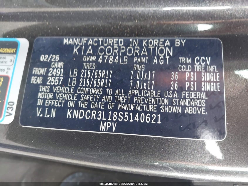 2025 Kia Niro VIN KNDCR3L18S5140621 IAAI salvage auction — SIDE, Salvage Title, sold $9,800 on 2026-08-22 (photo 9)