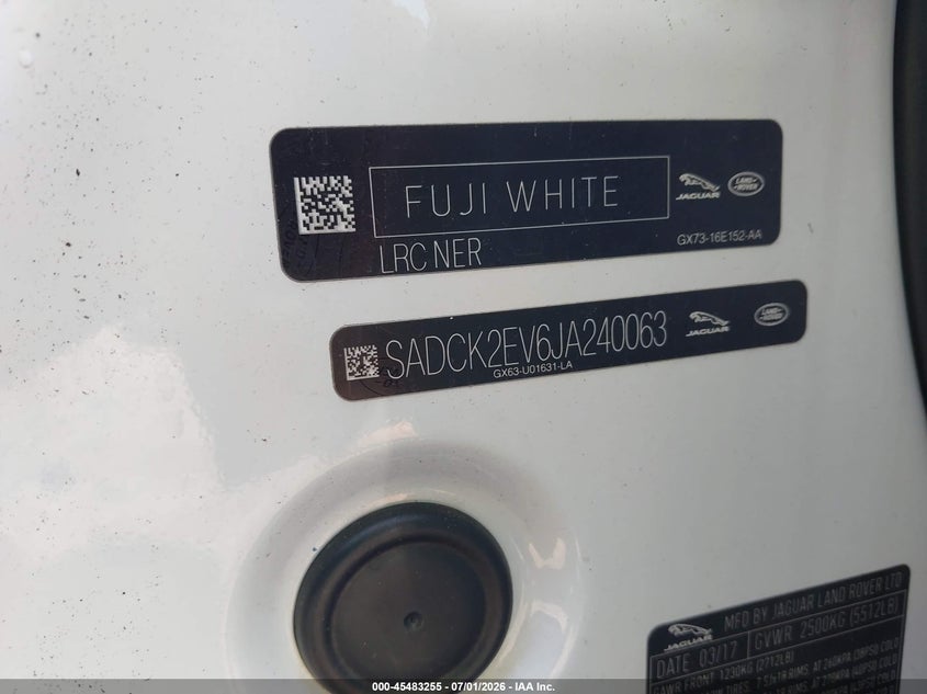 2018 Jaguar F-pace VIN SADCK2EV6JA240063 IAAI salvage auction — ROLLOVER, Mv-907A (New York), sold $675 on 2026-07-23 (photo 9)