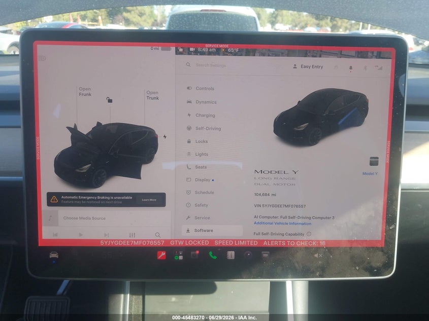 2021 Tesla Model y VIN 5YJYGDEE7MF076557 IAAI salvage auction — REAR END, Salvage (California), sold $8,100 on 2026-07-20 (photo 7)