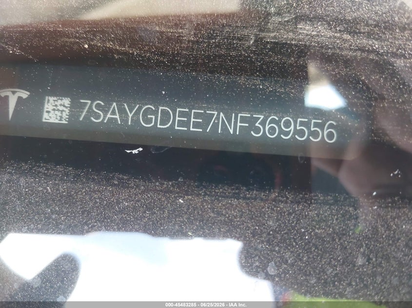 2022 Tesla Model y VIN 7SAYGDEE7NF369556 IAAI salvage auction — UNKNOWN, Restored (Arizona), sold $15,300 on 2026-07-14 (photo 9)