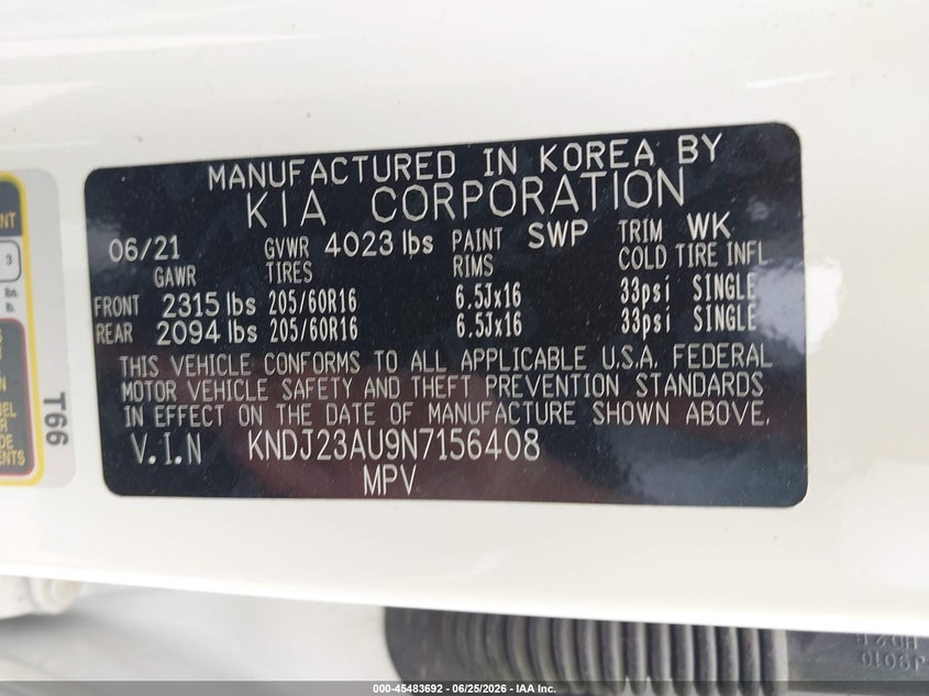 2022 Kia Soul VIN KNDJ23AU9N7156408 IAAI salvage auction — SIDE, Salvage (Texas), sold $2,600 on 2026-08-02 (photo 9)