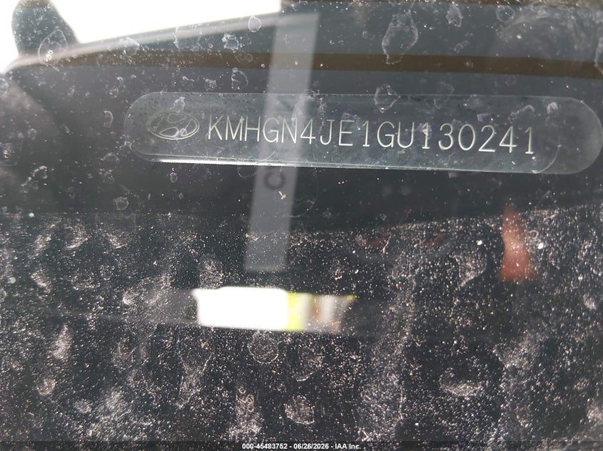 2016 Hyundai Genesis VIN KMHGN4JE1GU130241 IAAI salvage auction — ROOF, Salvage (Illinois), sold $1,700 on 2026-07-28 (photo 9)