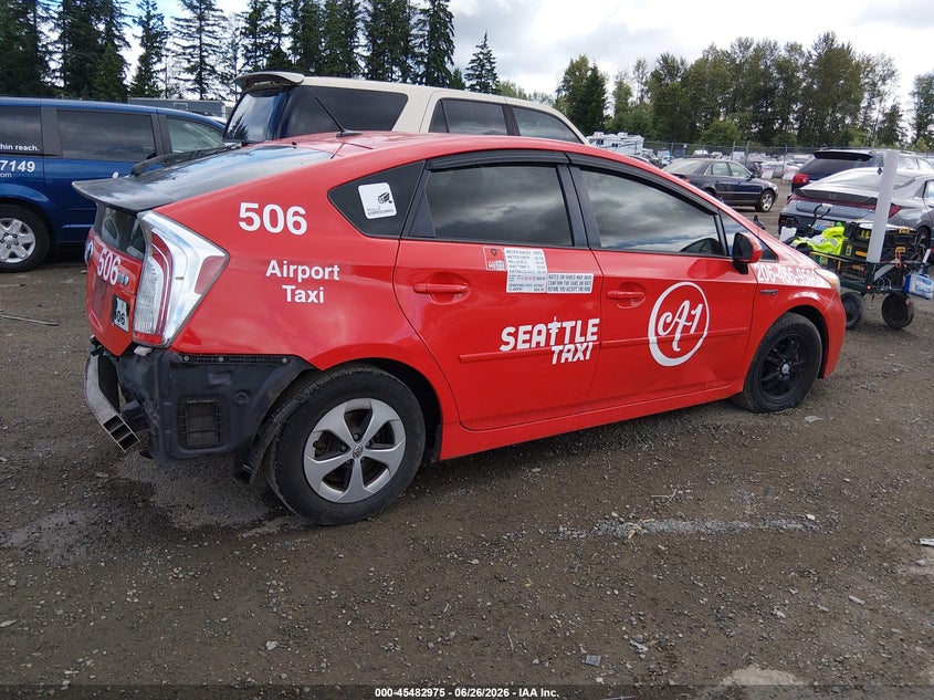 2014 Toyota Prius VIN JTDKN3DUXE0358481 IAAI salvage auction — LEFT REAR, Bill Of Sale (Washington), sold $1,350 on 2026-07-29 (photo 4)