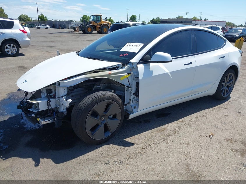 2022 Tesla Model 3 VIN 5YJ3E1EA2NF123751 IAAI salvage auction — RIGHT FRONT, Salvage Title, sold $6,650 on 2026-09-01 (photo 2)