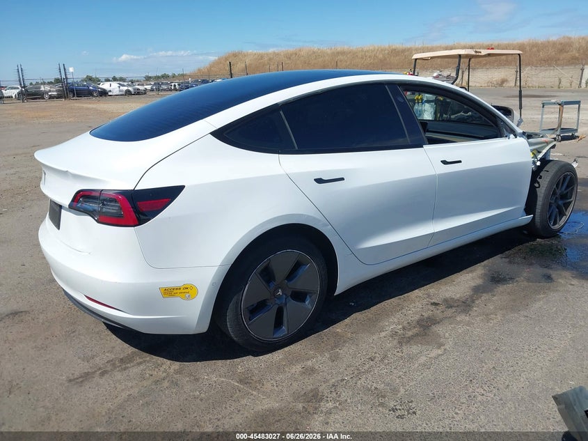 2022 Tesla Model 3 VIN 5YJ3E1EA2NF123751 IAAI salvage auction — RIGHT FRONT, Salvage Title, sold $6,650 on 2026-09-01 (photo 4)