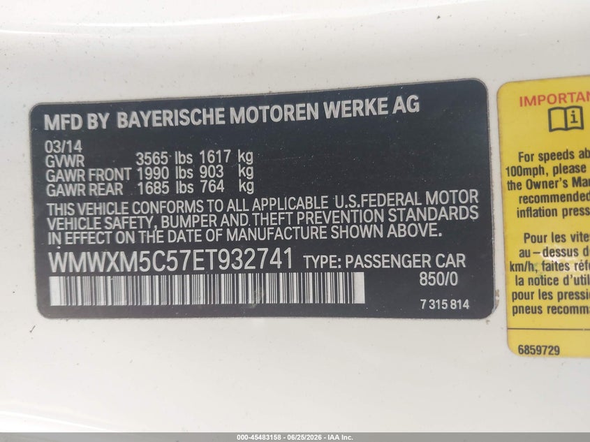 2014 Mini Hard top VIN WMWXM5C57ET932741 IAAI salvage auction — MECHANICAL, Clear (Florida), sold $625 on 2026-07-29 (photo 9)