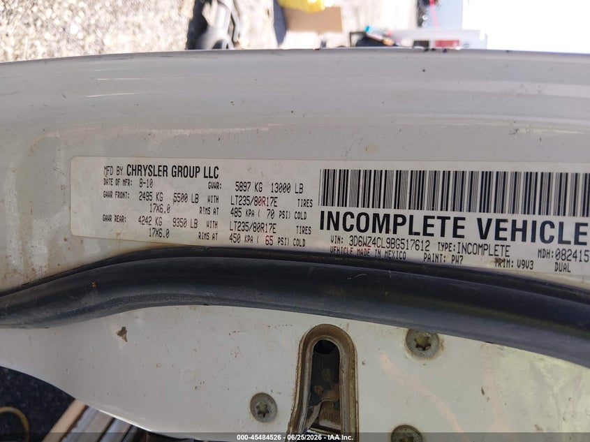 2011 Ram 3500 VIN 3D6WZ4CL9BG517612 IAAI salvage auction — NORMAL WEAR, Clear (Utah), sold $100 on 2026-07-09 (photo 8)