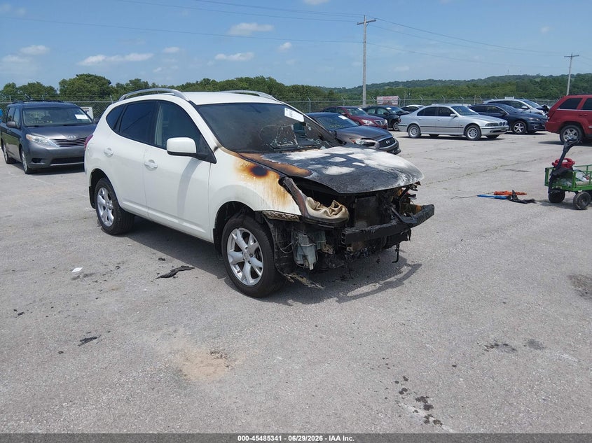 2008 Nissan Rogue VIN JN8AS58T48W021604 IAAI salvage auction — Burn Engine, Salvage (Missouri), sold $125 on 2026-07-16 (photo 1)