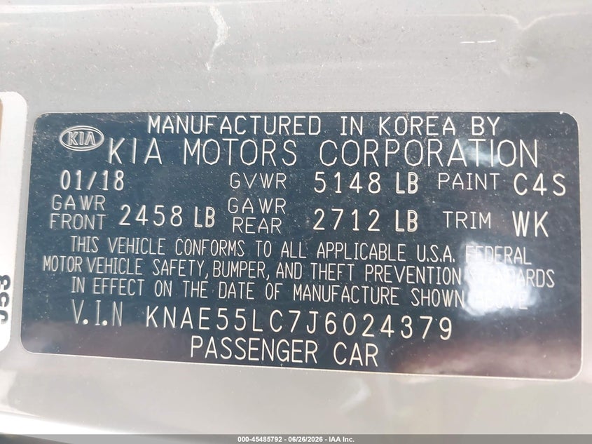 2018 Kia Stinger VIN KNAE55LC7J6024379 IAAI salvage auction — RIGHT FRONT, Clear (Wisconsin), sold $3,550 on 2026-07-09 (photo 9)