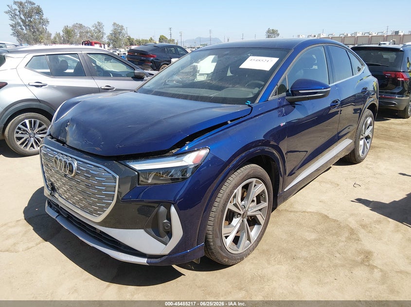 2025 Audi Q4 sportback e-tron VIN WA12UBFZ7SP057153 IAAI salvage auction — FRONT END, Salvage (California), sold $14,900 on 2026-08-09 (photo 2)