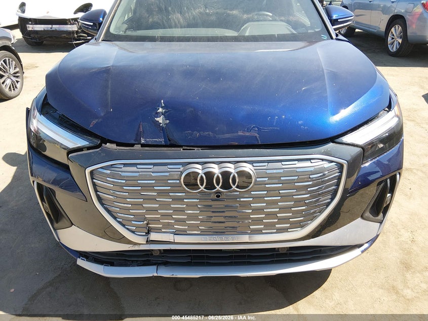 2025 Audi Q4 sportback e-tron VIN WA12UBFZ7SP057153 IAAI salvage auction — FRONT END, Salvage (California), sold $14,900 on 2026-08-09 (photo 6)
