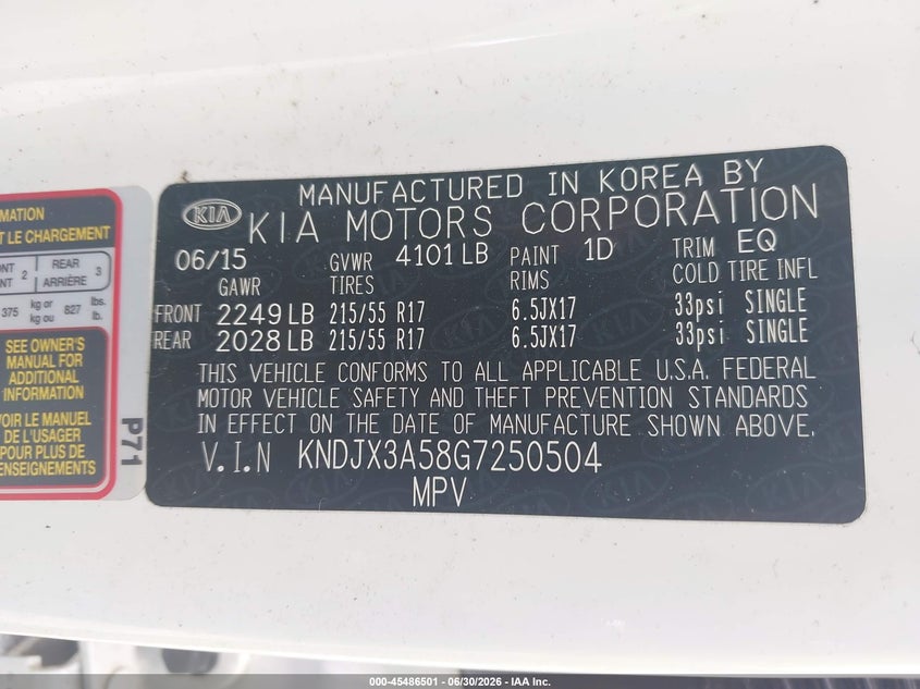 2016 Kia Soul VIN KNDJX3A58G7250504 IAAI salvage auction — FRONT END, Salvage (Georgia), sold $1,350 on 2026-07-30 (photo 9)