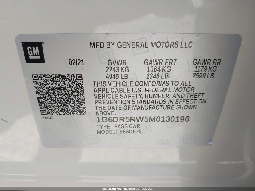 2021 Cadillac Ct5 VIN 1G6DR5RW5M0130196 IAAI salvage auction — REAR END, Rebuildable (Florida), sold $8,650 on 2026-07-30 (photo 9)