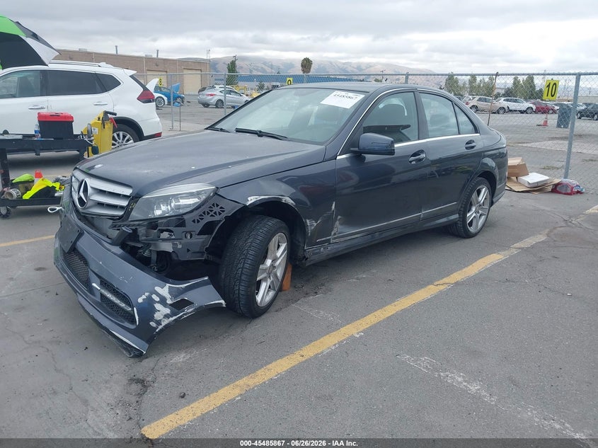2011 Mercedes-benz C class VIN WDDGF5EB5BR141834 IAAI salvage auction — LEFT FRONT, Salvage (California), sold $975 on 2026-08-03 (photo 2)