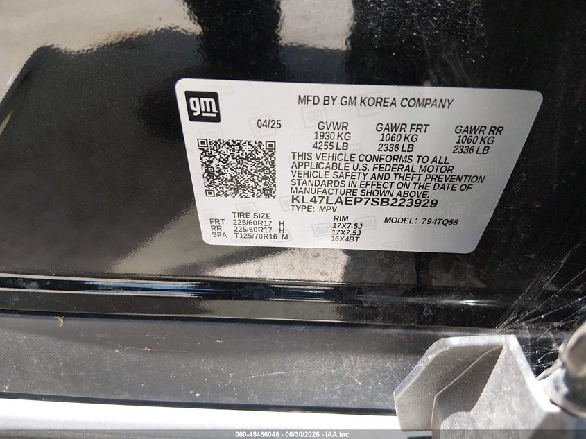2025 Buick Envista VIN KL47LAEP7SB223929 IAAI salvage auction — REPOSSESSION, Clear (Texas), sold $11,525 on 2026-07-24 (photo 9)